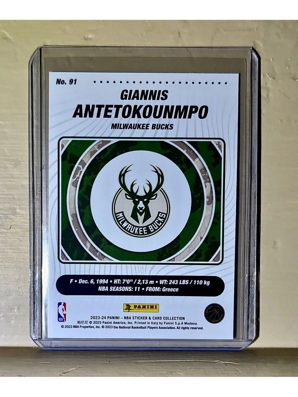 Giannis Antetokounmpo 2023-24 Panini NBA Basketball #91 Card Milwaukee Bucks